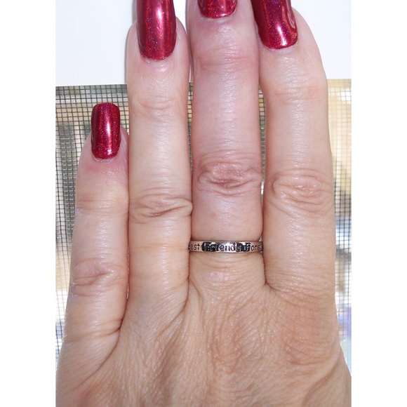 Best Friends Forever BFF Ring 2.7 mm Band 925 Sterling Silver Women's - Picture 4 of 12